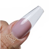 Soft Gel Tips 500τμχ διάφανα σε κασετίνα χωρίς ένωση large coffin 