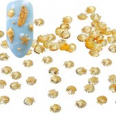 Διακοσμητικά κοχύλια χρυσά για nail art 10τμχ