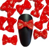 Κόκκινο με glitter διακοσμητικό φιογκάκι νυχιών 3D 10ΤΜΧ