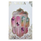 Ψεύτικα πλαστικά νύχια χεριών Sara butterfly