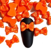 Πορτοκαλί με glitter διακοσμητικό φιογκάκι νυχιών