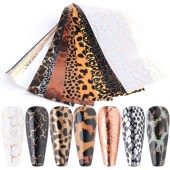 Foil φοιλ για διακόσμηση νυχιών σετ 10 φύλλα με σχέδιο Leopard