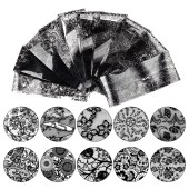 Foil φοιλ για διακόσμηση νυχιών σετ 10 φύλλα με σχέδιο δαντέλα μαύρη