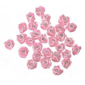 Λουλούδια 3D με στρας για νυχια ροζ 3 τεμάχια