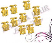 Χρυσά διακοσμητικά γράμματα νυχιών 10 τεμαχια Gothic G