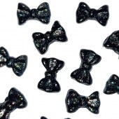 Μαύρο με glitter διακοσμητικό φιογκάκι νυχιών 3D σετ 10 τεμάχια